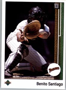 1989 Upper Deck 165 Benito Santiago San Diego Padres Position – Catcher  Baseball MLB Front